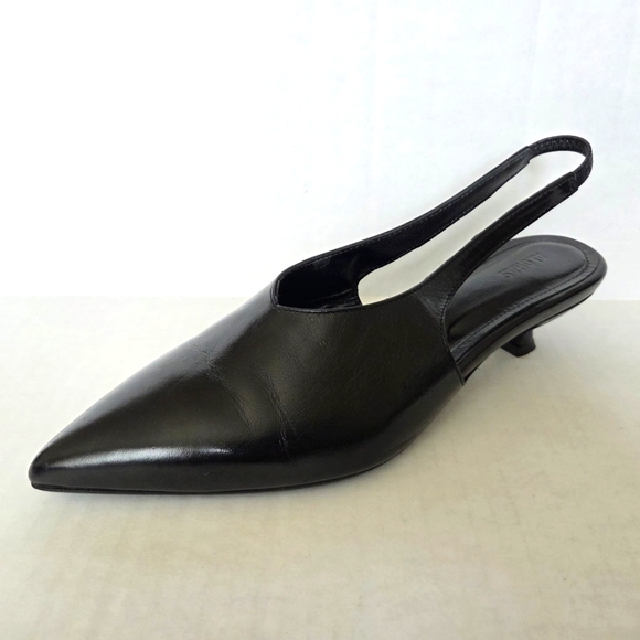 Alohas Eros Black Leather Mules Slingback Pumps PO7375 Women's Shoes 8-8.5 EUC - Picture 2 of 12